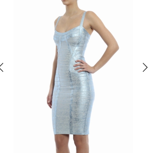 Herve Leger Dresses & Skirts - Herve Leger Metallic Blue Bandage Dress size S